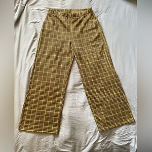 Zara Yellow and Brown Plaid Pants size 26